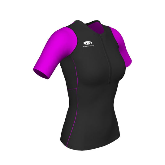 BLUE70 WOMENS TX1000 2019 SHORT SLEEVED TRI TOP - BLACK/PURPLE