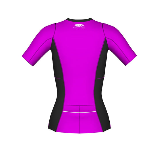 BLUE70 WOMENS TX1000 2019 SHORT SLEEVED TRI TOP - BLACK/PURPLE