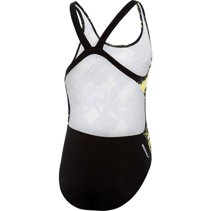 SPEEDO SCHOOL COLOURS BLACK-MARIGOLD WAVE ONE PIECE SWIMSUIT