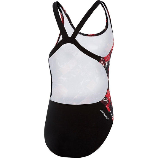 SPEEDO SCHOOL COLOURS BLACK-RED WAVE ONE PIECE SWIMSUIT
