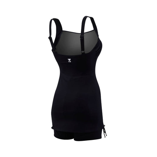 TYR WOMENS SOLID SQUARE NECK SHEATH ONE PIECE SWIMSUIT - BLACK