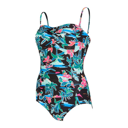 ZOGGS WOMENS RETRO SURF RUCHED BANDEAU E ONE PIECE SWIMSUIT
