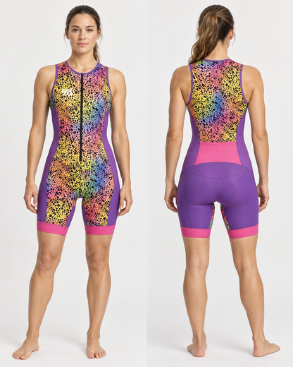 BLUESEVENTY WOMEN’S SLEEVELESS TRI SUIT – SUNSET CONFETTI, SIZE M
