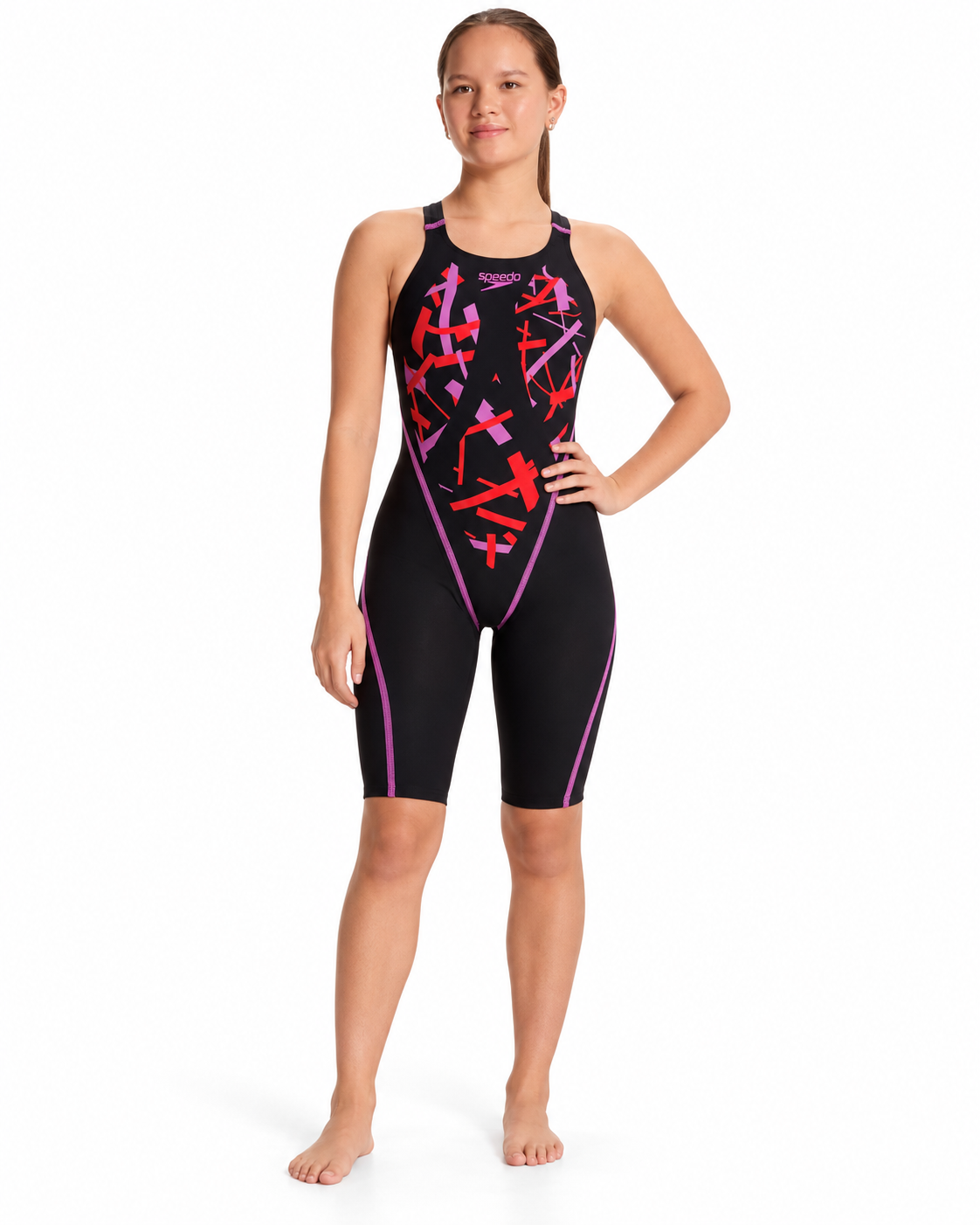SPEEDO LZR JUNIOR RACER KNEESKIN - BLACK/PINK