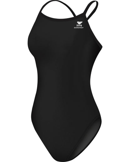 TYR WOMENS SOLID DURAFAST ELITE DIAMONDFIT ONE PIECE SWIMSUIT - BLACK