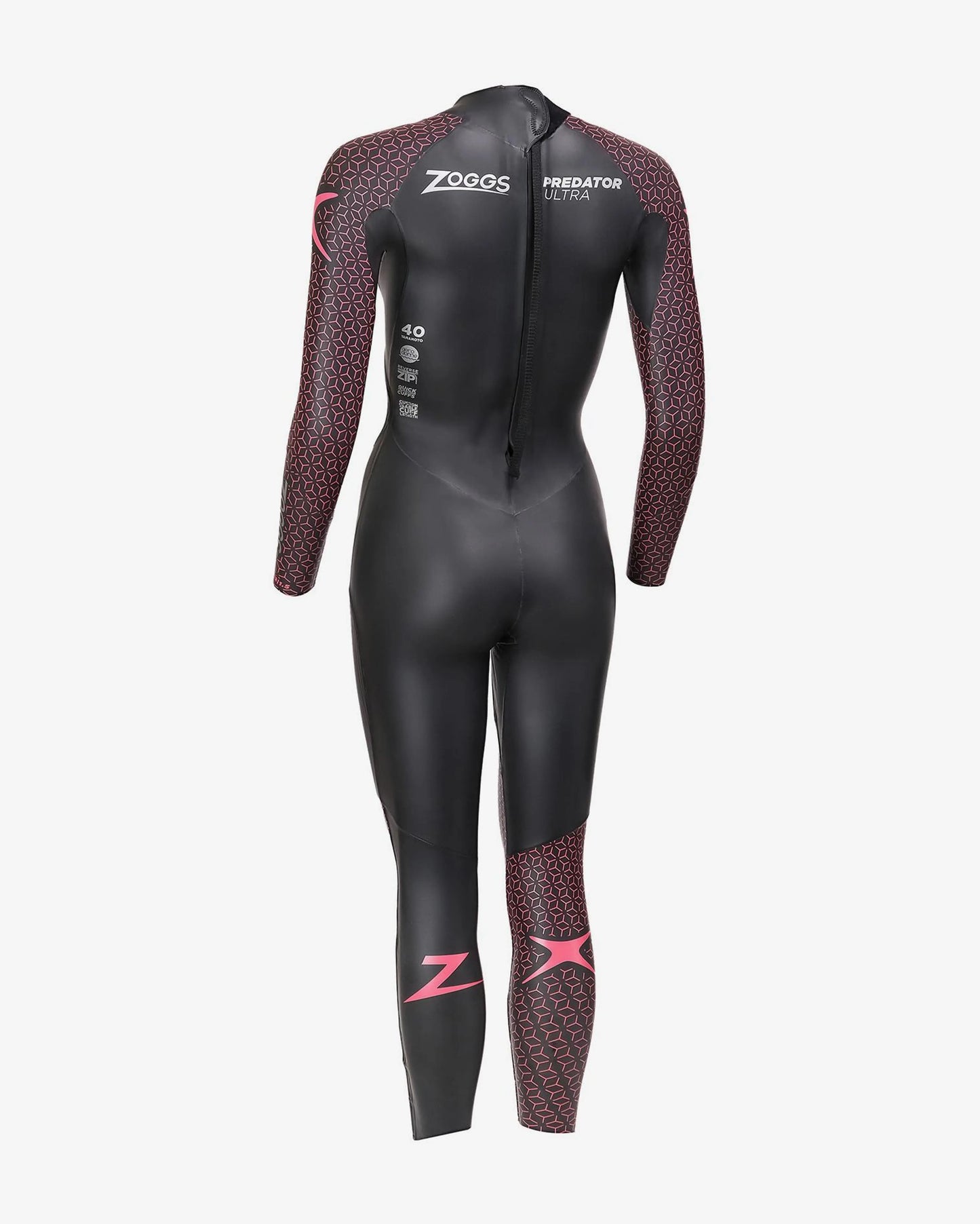 ZOGGS WOMENS PREDATOR ULTRA SWIMMING AND TRIATHLON WETSUIT - BLACK/PINK