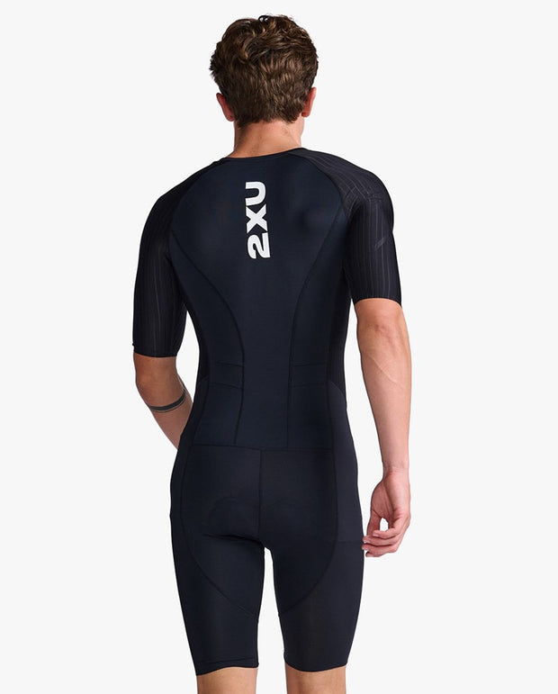 MENS AERO SLEEVED TRISUIT BLACK WHITE