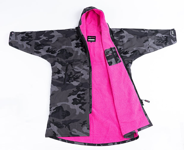 Dryrobe Advance Unisex Long Sleeve - Black Camo/Pink