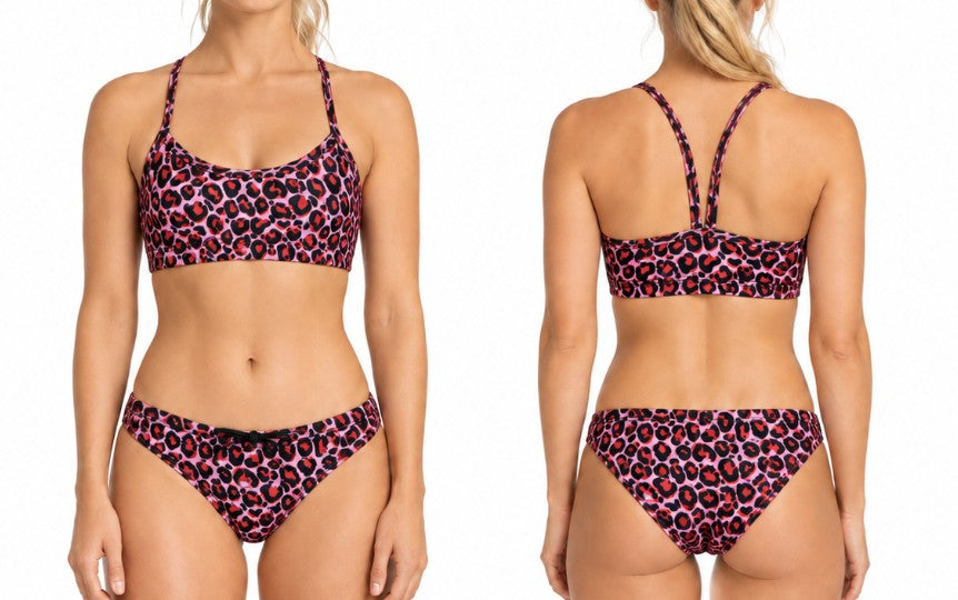PINK CHEETAH PRINT GIRLS TWO PIECE SIZE SIZE 10