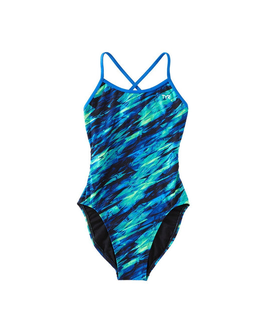 TYR GIRLS ' VITRIC TRINITYFIT SWIMSUIT - BLUE/GREEN