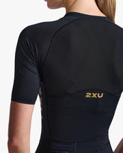 WOMENS LIGHT SPEED SLEEVED TRISUIT BLACK GOLD