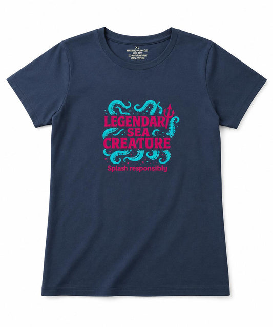 SWIMT3 WOMENS T-SHIRT LEGENDARY SEA CREATURE - NAVY-PINK