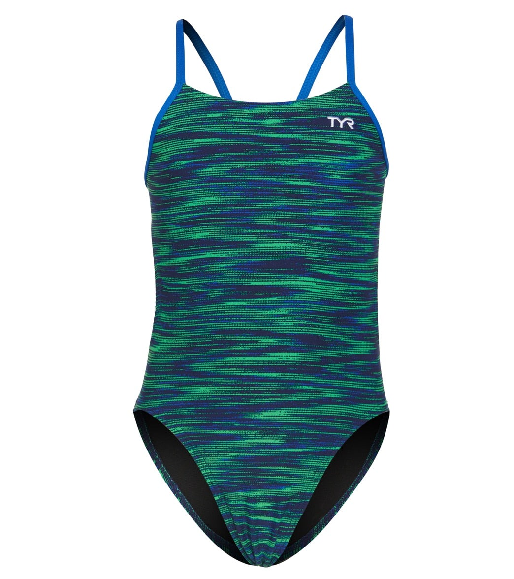 TYR GIRLS ' FIZZY CUTOUTFIT SWIMSUIT - BLUE/GREEN