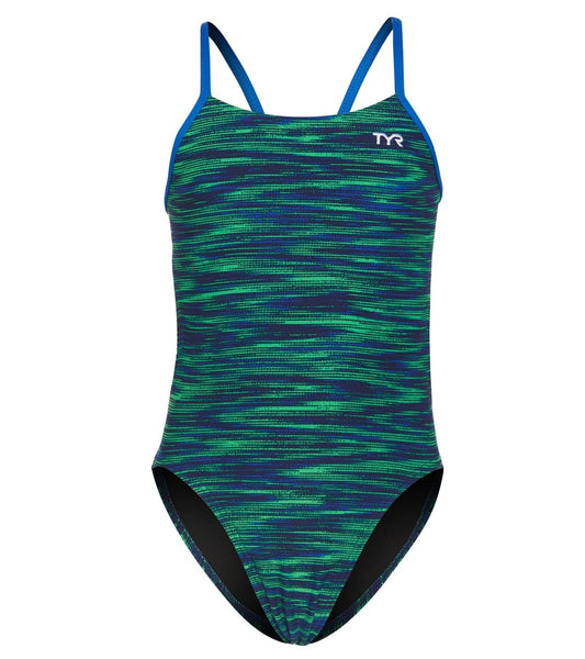 TYR GIRLS ' FIZZY CUTOUTFIT SWIMSUIT - BLUE/GREEN