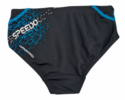 SPEEDO BOYS LOGO CURVE BRIEF - BLACK/BLUE, SIZE 10