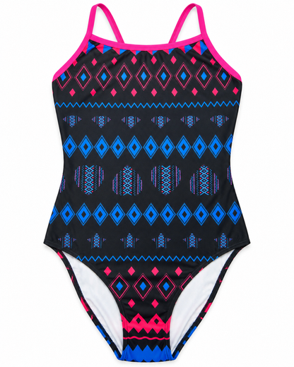 MOJO WOMENS LOVE DIAMONDS SUN BACK ONE PIECE SWIMSUIT