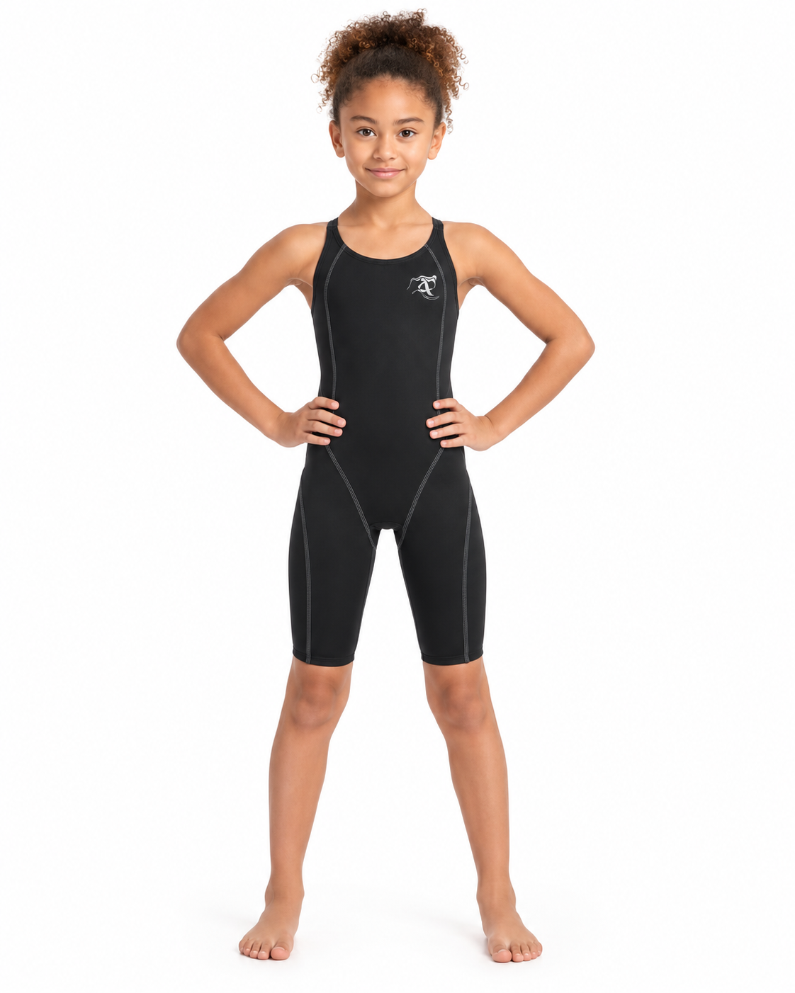 AGON JUNIOR FINA APPROVED KNEESKIN RACE SUIT - BLACK