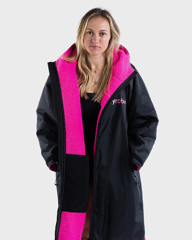 Dryrobe Advance Unisex Long Sleeve - Black/Pink