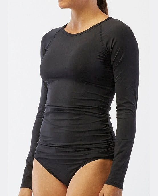 TYR WOMENS SOLID BELIZE LONG SLEEVE RASHGUARD - BLACK