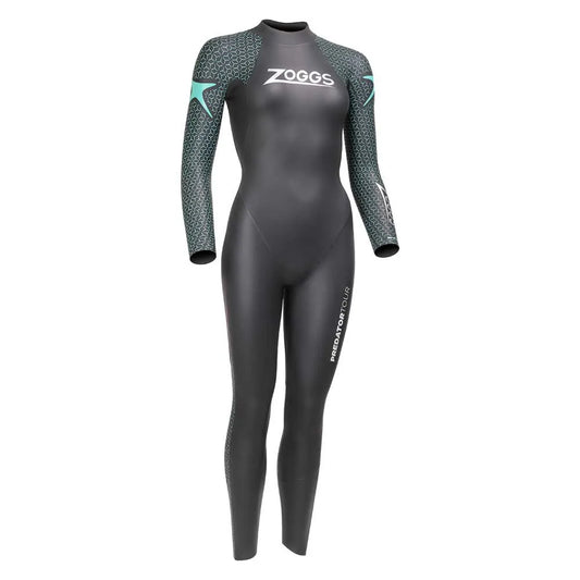 ZOGGS WOMENS PREDATOR TOUR SWIMMING & TRIATHLON WETSUIT - BLACK/TEAL