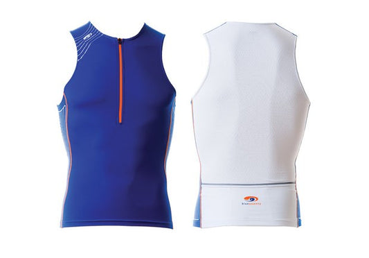 BLUE70 MENS TX2000 SINGLET - BLUE/RED