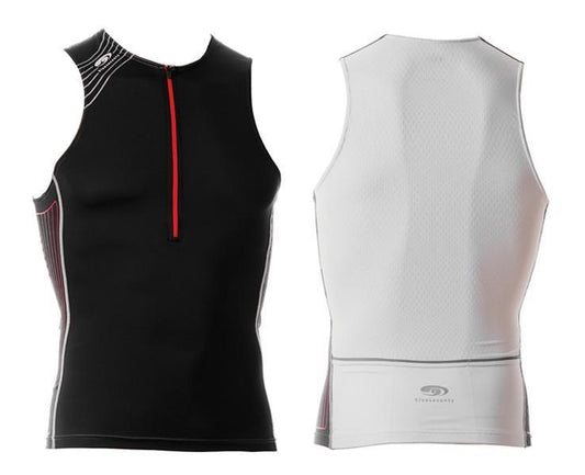 BLUE70 MENS TX2000 SINGLET - BLACK/RED