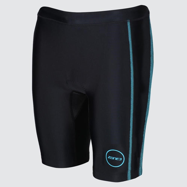 WOMENS ACTIVATE TRI SHORTS BLACK TURQUOISE ZONE3