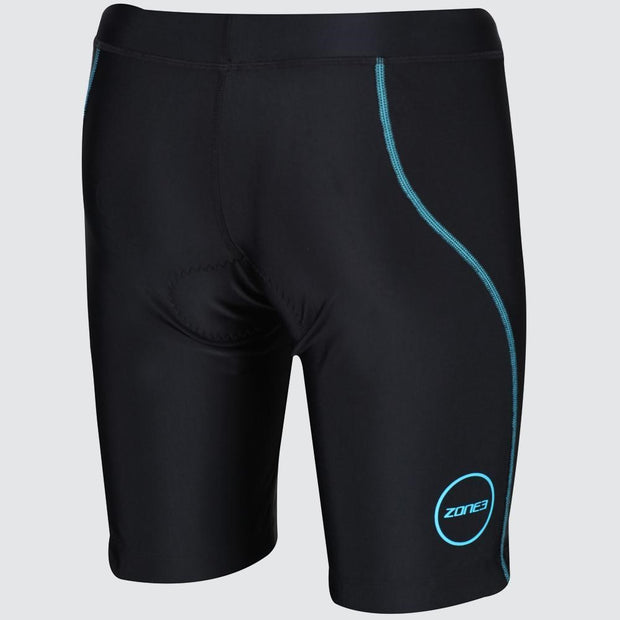 WOMENS ACTIVATE TRI SHORTS BLACK TURQUOISE ZONE3