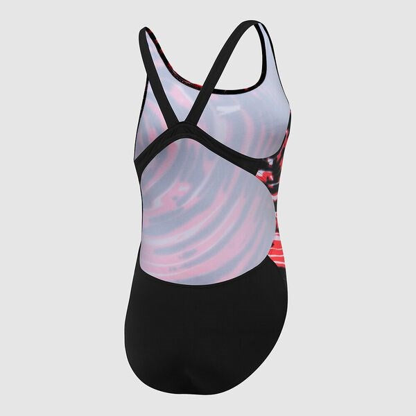 SPEEDO SCHOOL COLOURS LEADERBACK BLACK/RED ONE PIECE