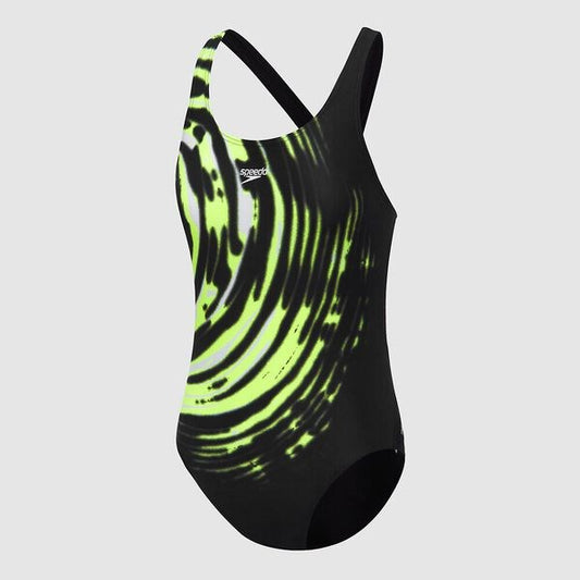 SPEEDO SCHOOL COLOURS LEADERBACK ONE PIECE BLACK YELLOW