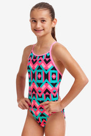 GIRL'S SQUARE STARE DIAMOND BACK ONE PIECE