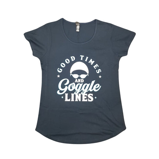 OCEAN SWIM SERIES WOMENS T-SHIRT GOOD TIMES AND GOGGLE LINES