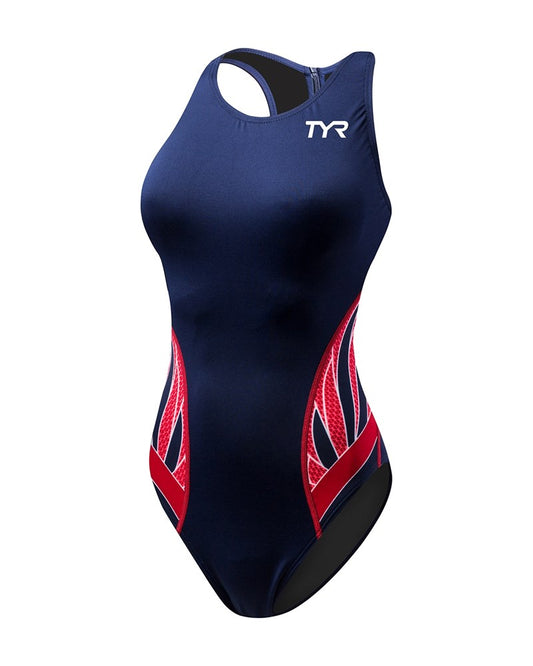 TYR PHOENIX SPLICE DESTROYER WATERPOLO NAVY/RED ONE PIECE SWIMSUIT