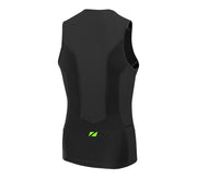 MENS AQUAFLO PLUS SLEEVELESS TRI TOP BLACK/GREEN ZONE3