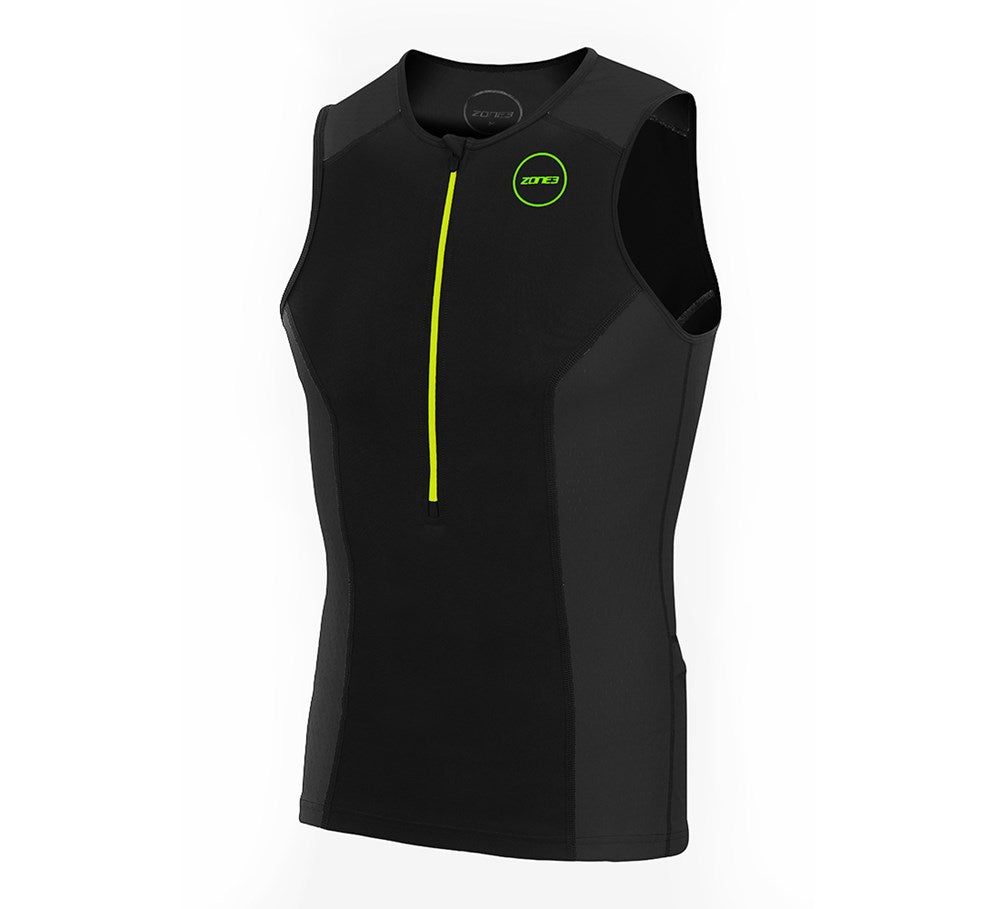 ZONE3 MENS AQUAFLO PLUS SLEEVELESS TRI TOP - BLACK/GREEN – Swim T3