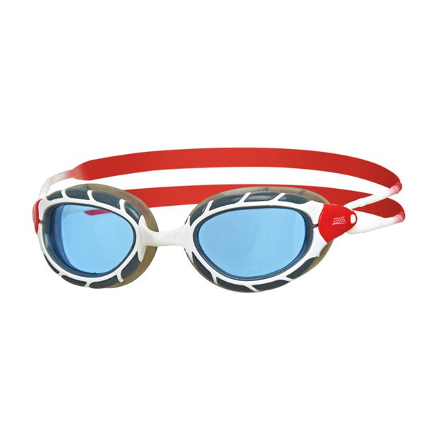 PREDATOR GOGGLE SMALL FIT WHITE RED TINT BLUE ZOGGS